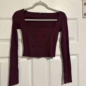 ZARA Dark Purple Square Neck Long Sleeve